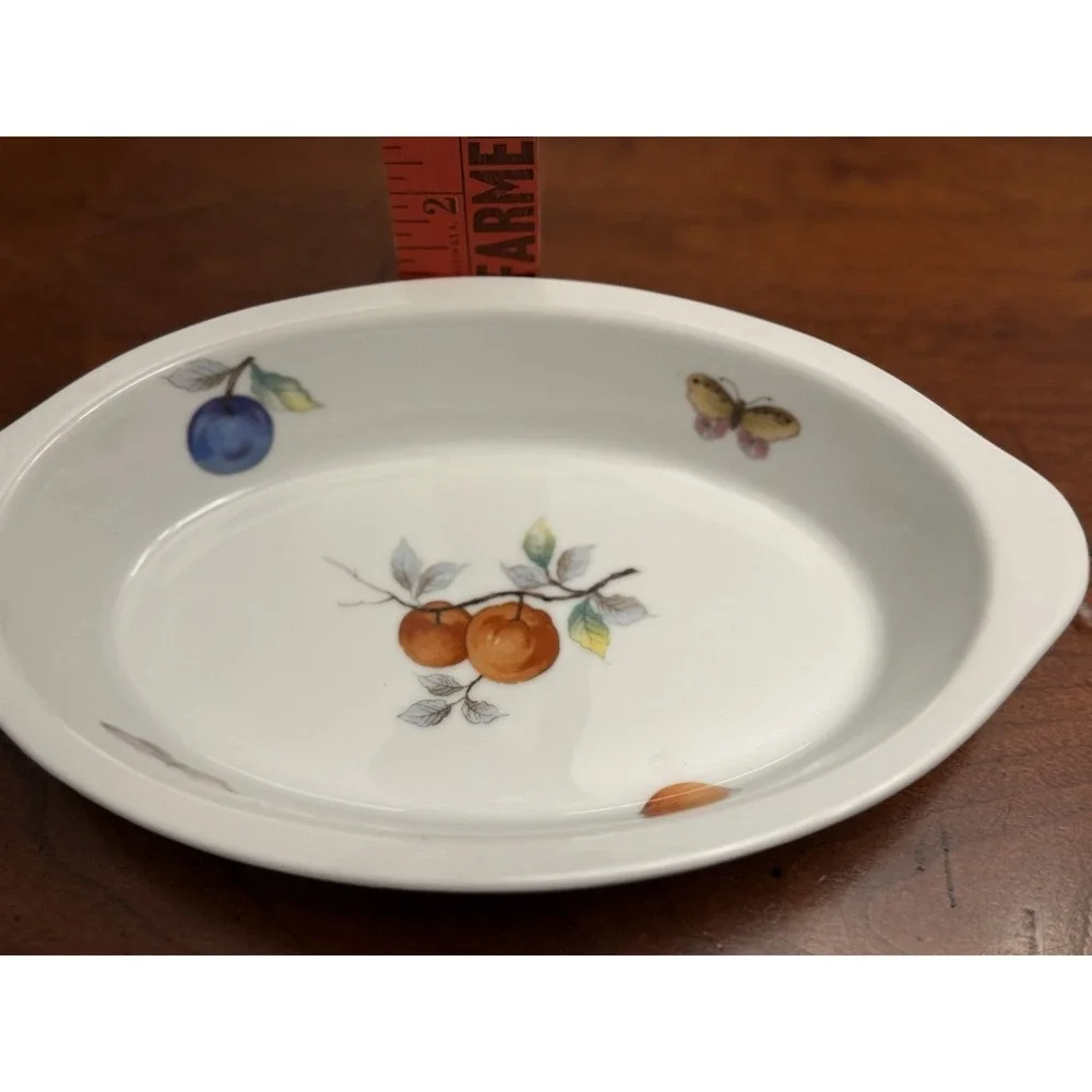 Vintage Andrea by Sadek Fruit Pattern Oval Baking Dish Oven to Table 7651